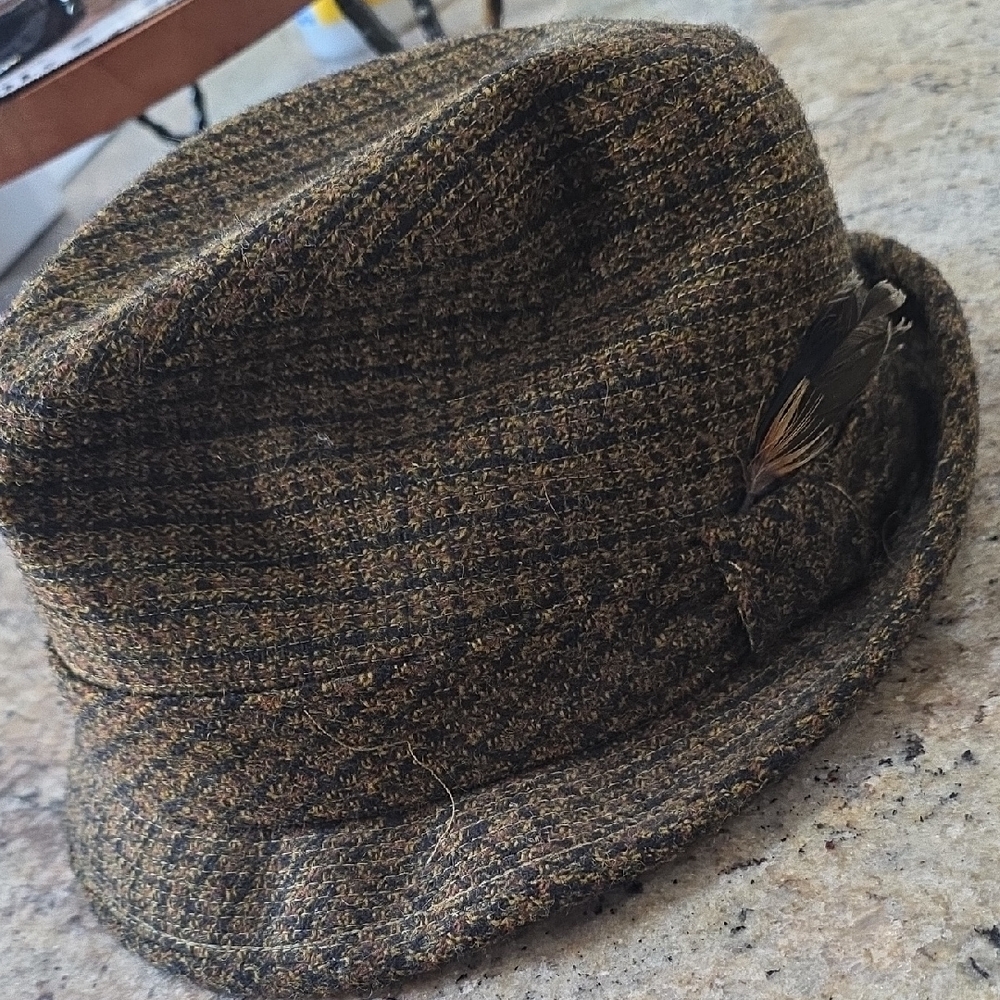 Stetson VTG Tweed Fedora Forest Fairy Dadcore Grandpa Fall Fashion Feather